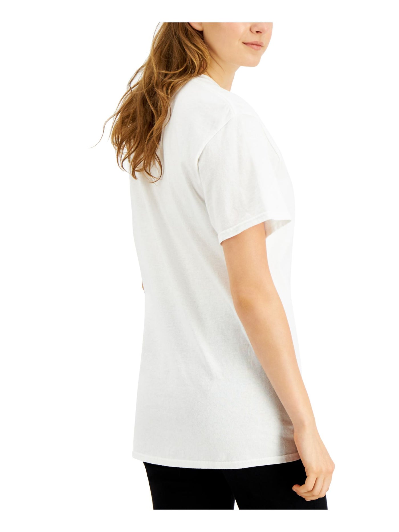 JUNK FOOD Womens White Printed Short Sleeve Crew Neck T-Shirt Juniors L