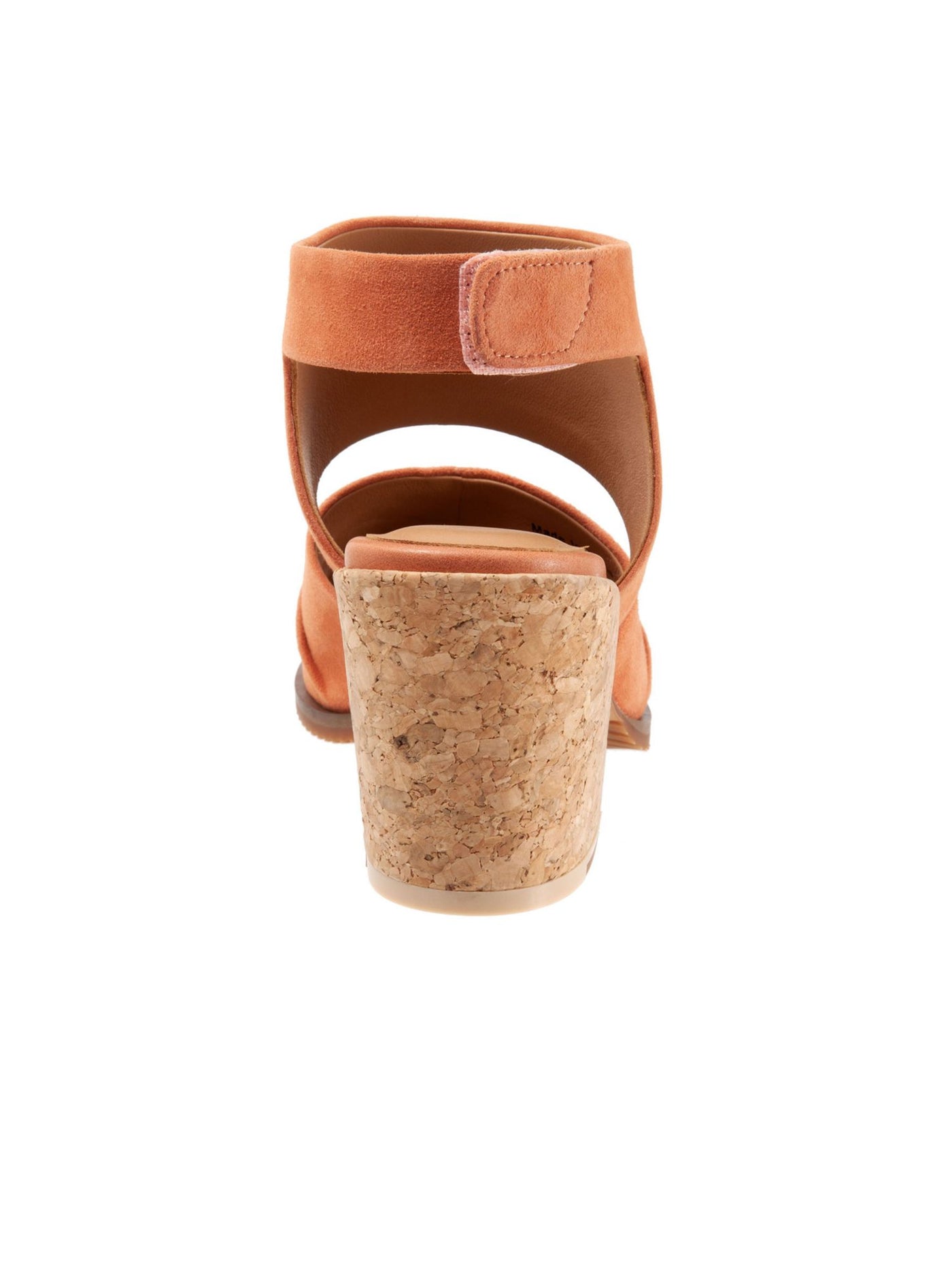SAVA Womens Coral Orange Cork Slip Resistant Ankle Strap Cushioned Becca Round Toe Block Heel Leather Heeled Sandal 38 W