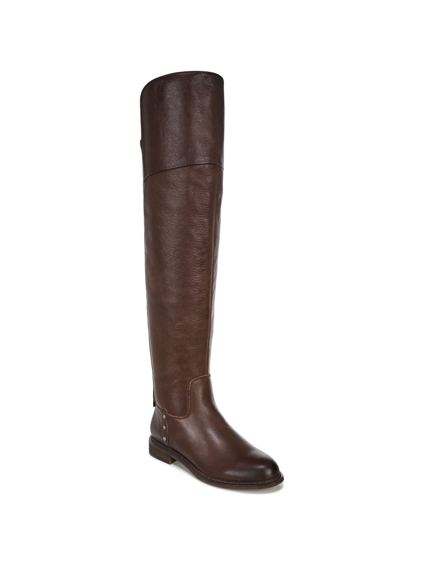 FRANCO SARTO Womens Brown Over The Knee Cushioned Studded Haleen Round Toe Block Heel Zip-Up Leather Boots Shoes 7.5 M