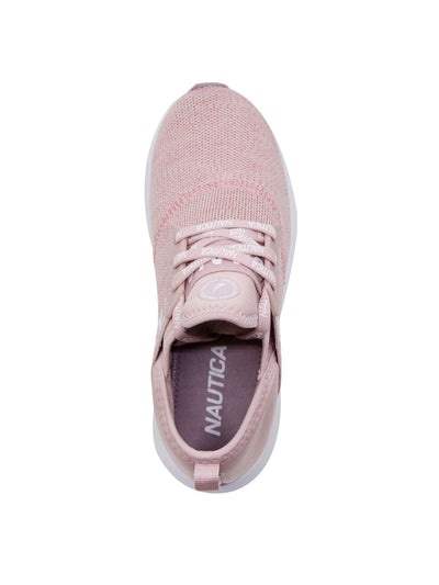 NAUTICA Womens Pink Knit Comfort Beela Round Toe Wedge Lace-Up Athletic Sneakers Shoes 8