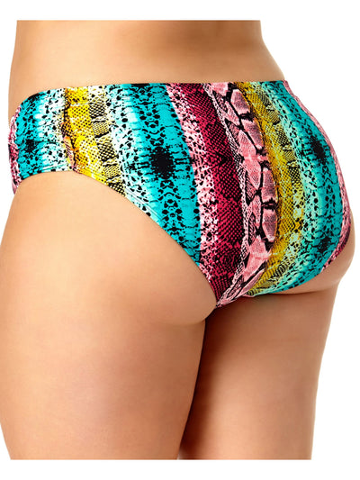 ALLURE Women's Multi Color Snake Print Stretch Lined Moderate Coverage Hipster Swimsuit Bottom 0 12-14