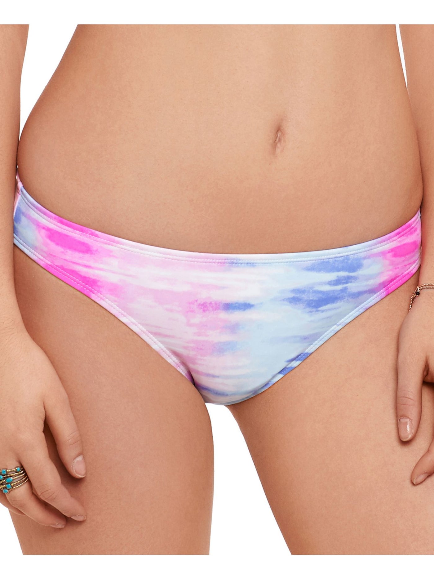 SALT + COVE Women's Pink Tie Dye Stretch Lined Full Coverage Day Dreamer Hipster Swimsuit Bottom M