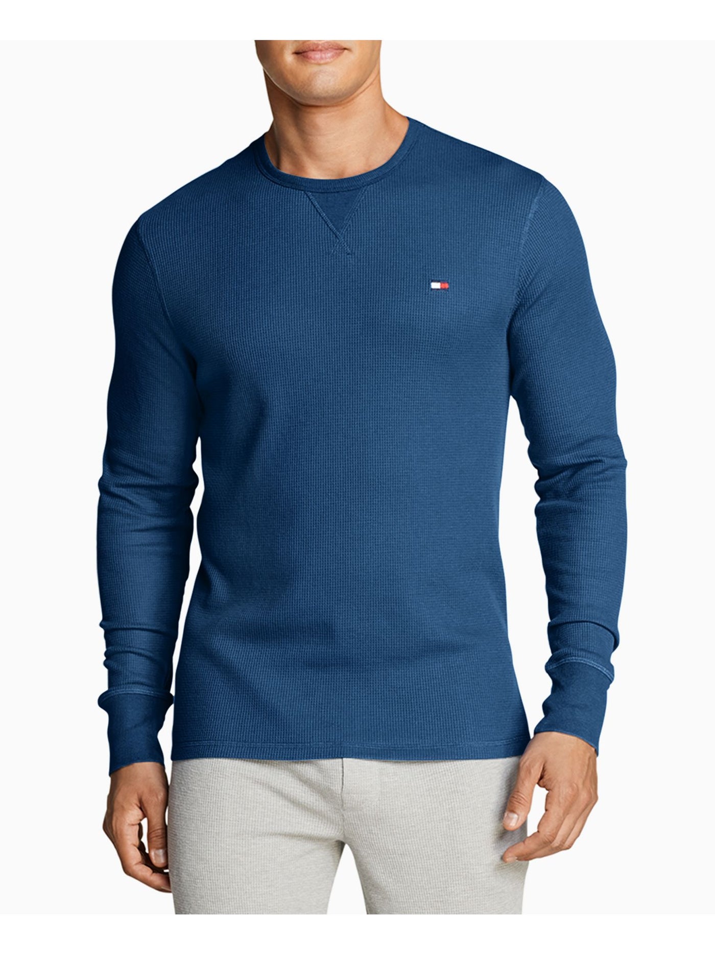 TOMMY HILFIGER Intimates Blue Ribbed Waffle Knit Thermal Underwear L