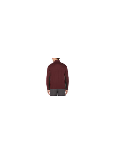 PGA TOUR Mens Burgundy Printed Collared Quarter-Zip Pullover Sweater XXL
