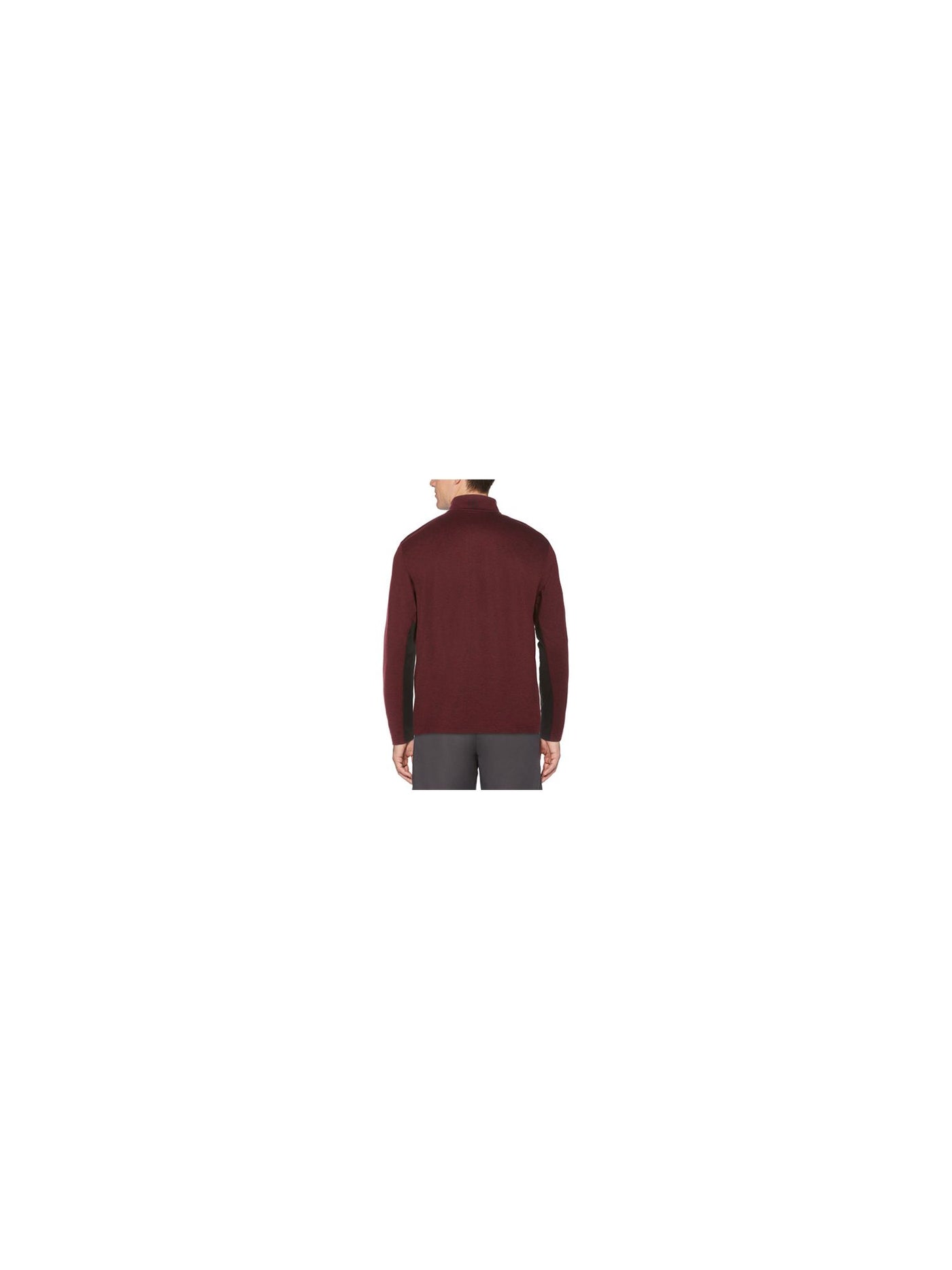 HYBRID APPAREL Mens Burgundy Printed Collared Quarter-Zip Pullover Sweater S