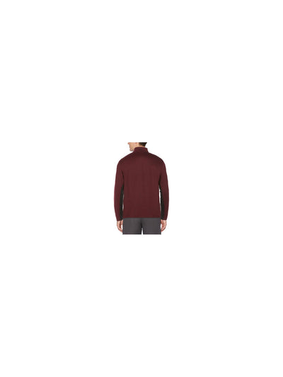 HYBRID APPAREL Mens Burgundy Printed Collared Quarter-Zip Pullover Sweater S