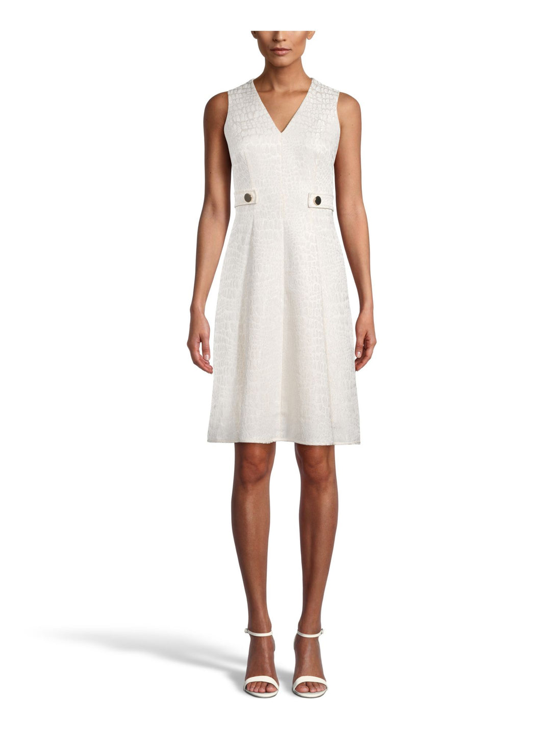 Anne Klein Womens Party Above Knee Fit & Flare Dress Ivory 4