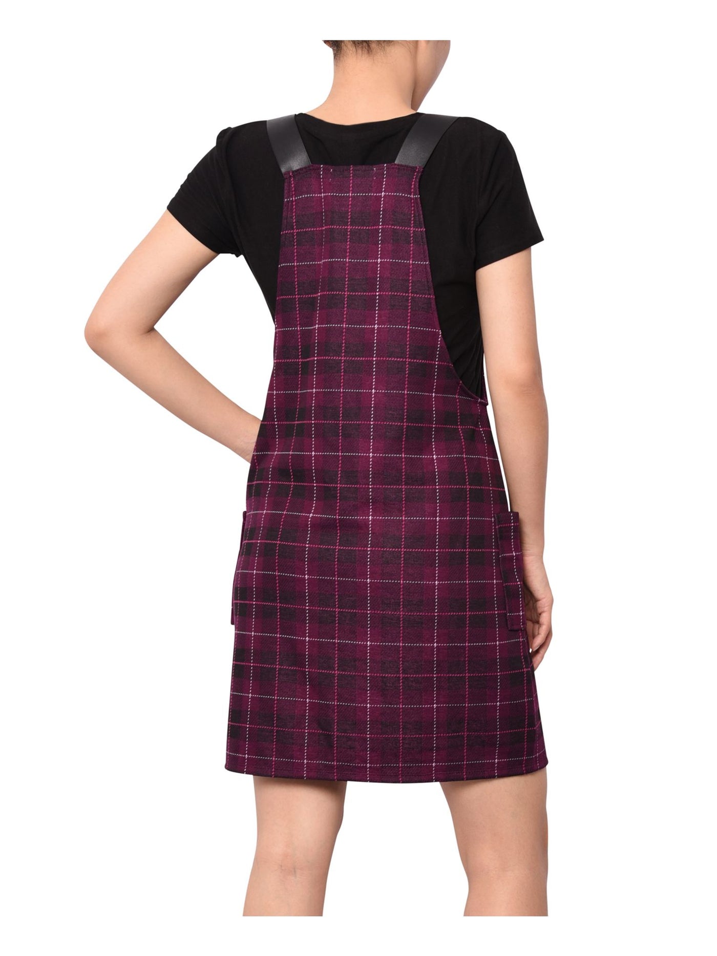 PLANET GOLD Womens Purple Plaid Sleeveless Scoop Neck Short Shift Dress XS