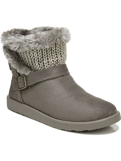 LIFE STRIDE Womens Gray Knit Traction Sole Buckle Accent Comfort Flurry Round Toe Wedge Slip On Booties 9 M