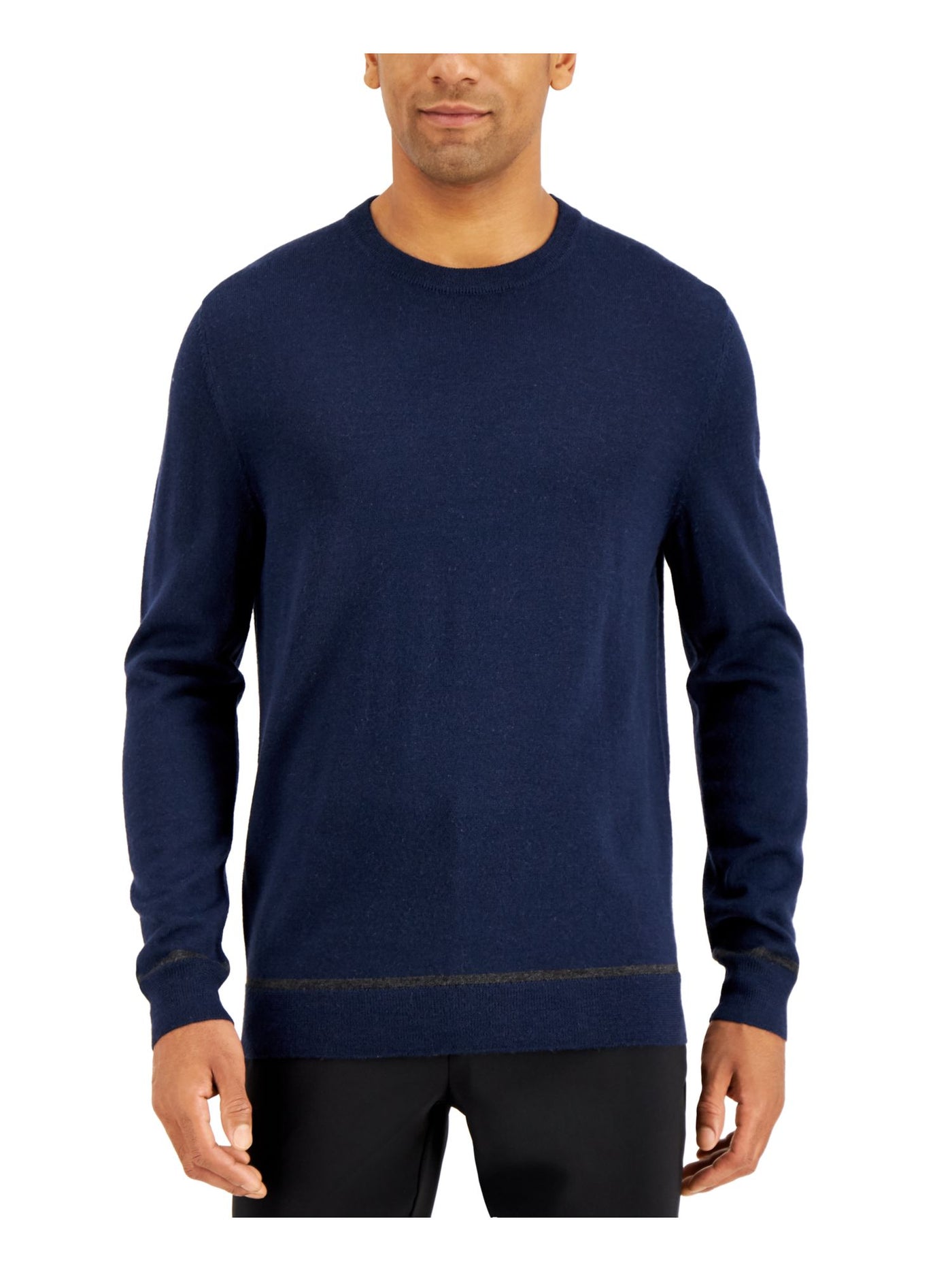 ALFANI Mens Navy Crew Neck Classic Fit Wool Blend Pullover Sweater S