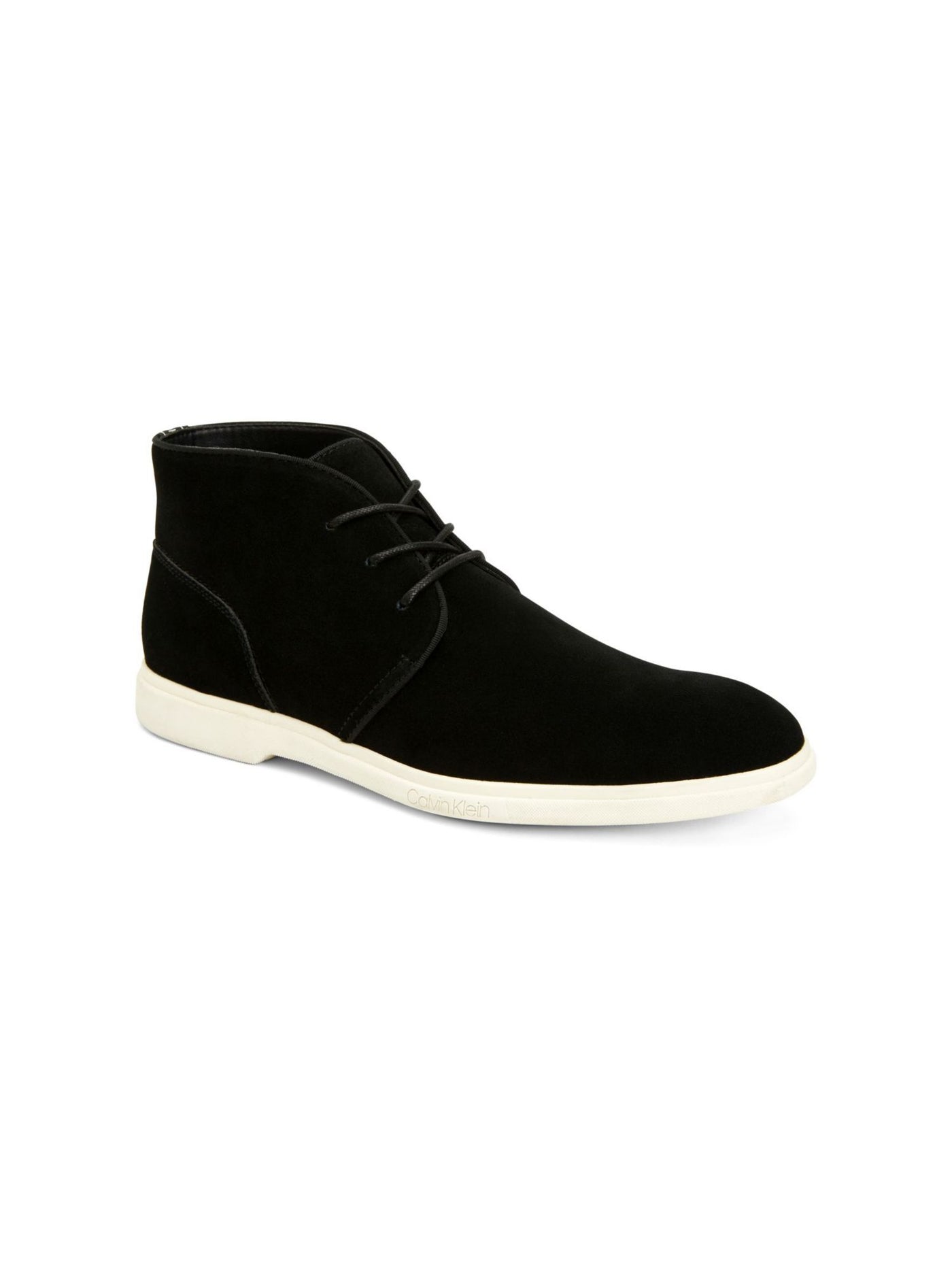 CALVIN KLEIN Mens Black Contrast Sole Padded Teddy Round Toe Lace-Up Leather Chukka Boots 11.5