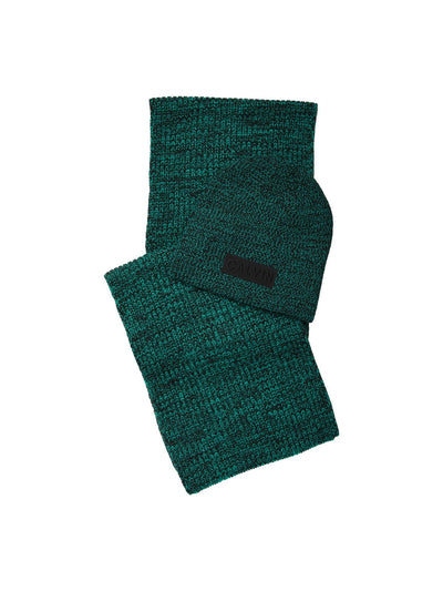 CALVIN KLEIN Mens Green Acrylic Fitted Knit With Scarf Winter Beanie Hat Cap