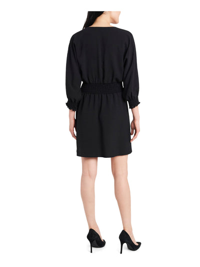 MSK Womens Black 3/4 Sleeve Scoop Neck Mini Fit + Flare Dress XL