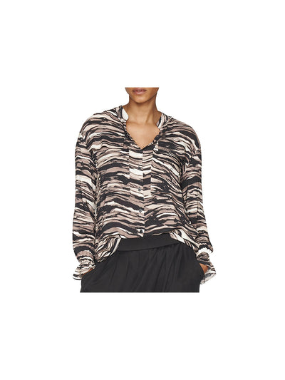 B NEW YORK Womens V Neck Scrunched Cuff Blouse