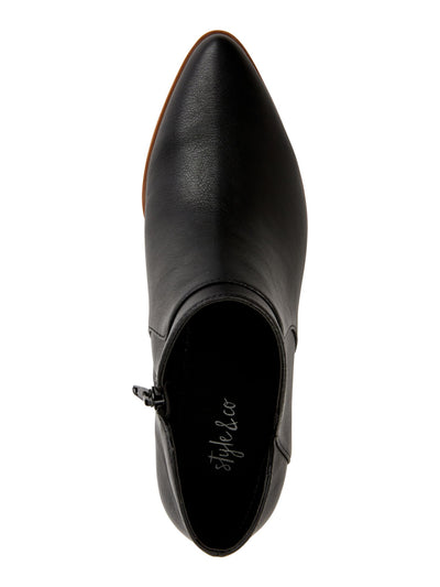 STYLE & COMPANY Womens Black Slip Resistant Comfort Vidyaa Pointed Toe Block Heel Zip-Up Booties 9.5 M