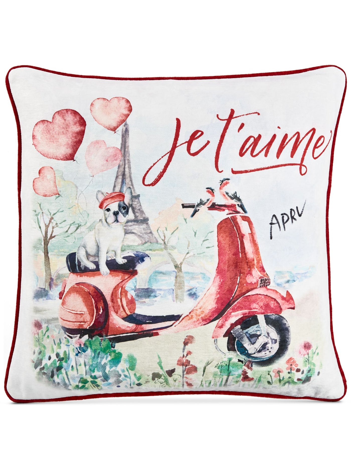 LACOURTE Red Patterned 20 x 20 in Square Decorative Pillow