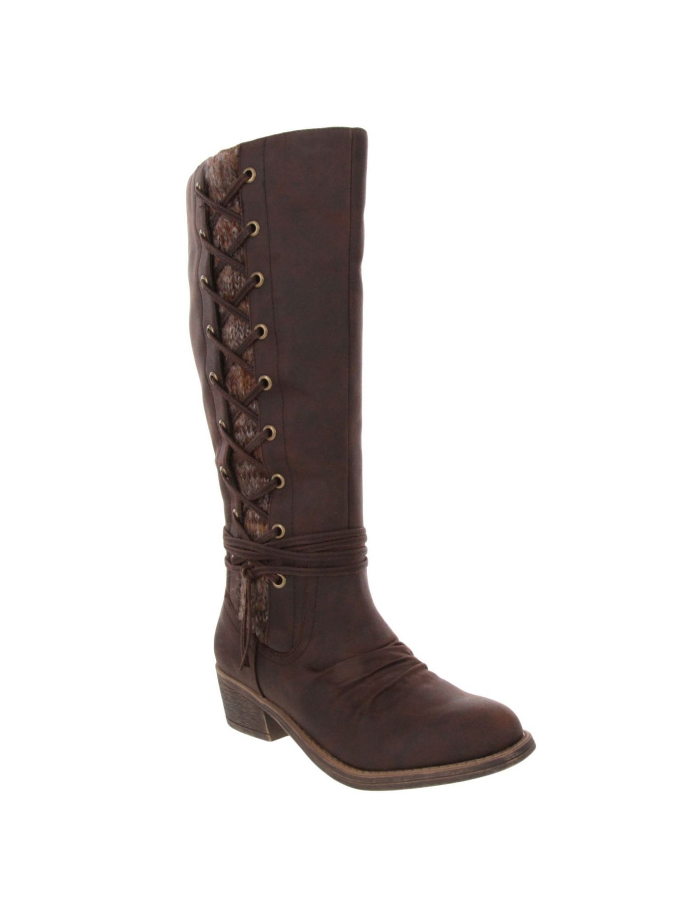 SUGAR Womens Brown Comfort Tacks Almond Toe Block Heel Zip-Up Boots Shoes 11
