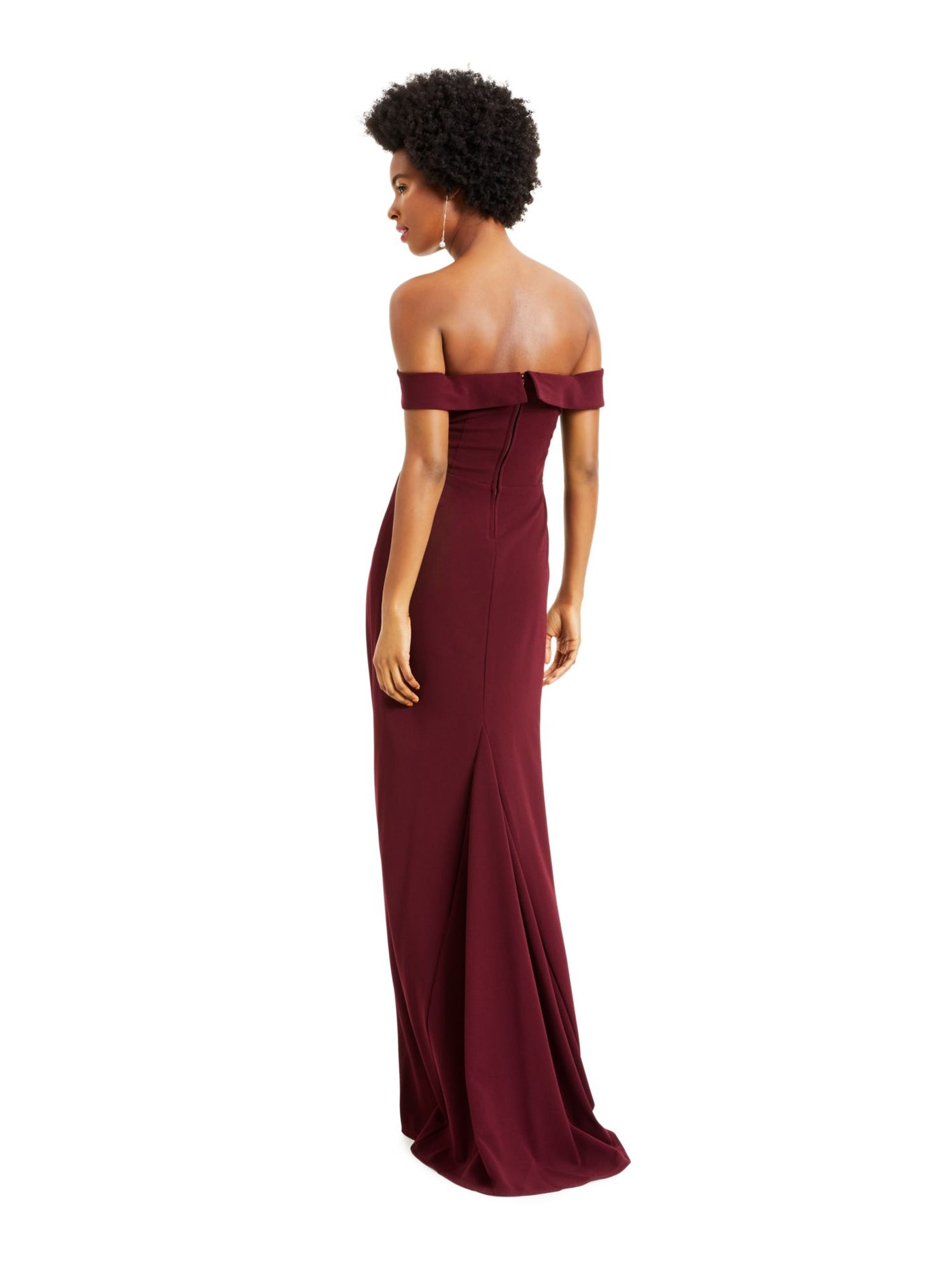 SPEECHLESS Womens Burgundy Beaded Off Shoulder Full-Length Evening Sheath Dress 5