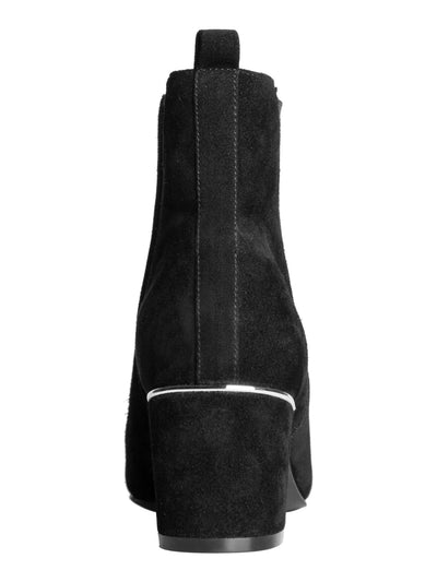 ALFANI Womens Black Stretch Gore Metal Heel Accent Cushioned Comfort Zuri Almond Toe Block Heel Leather Booties 8 M