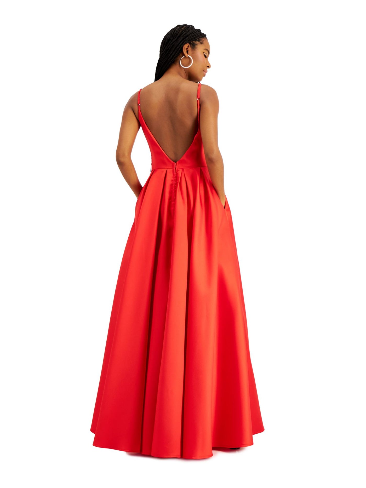 SAY YES TO THE PROM Womens Red Embellished Spaghetti Strap V Neck Full-Length Prom Fit + Flare Dress Juniors 0
