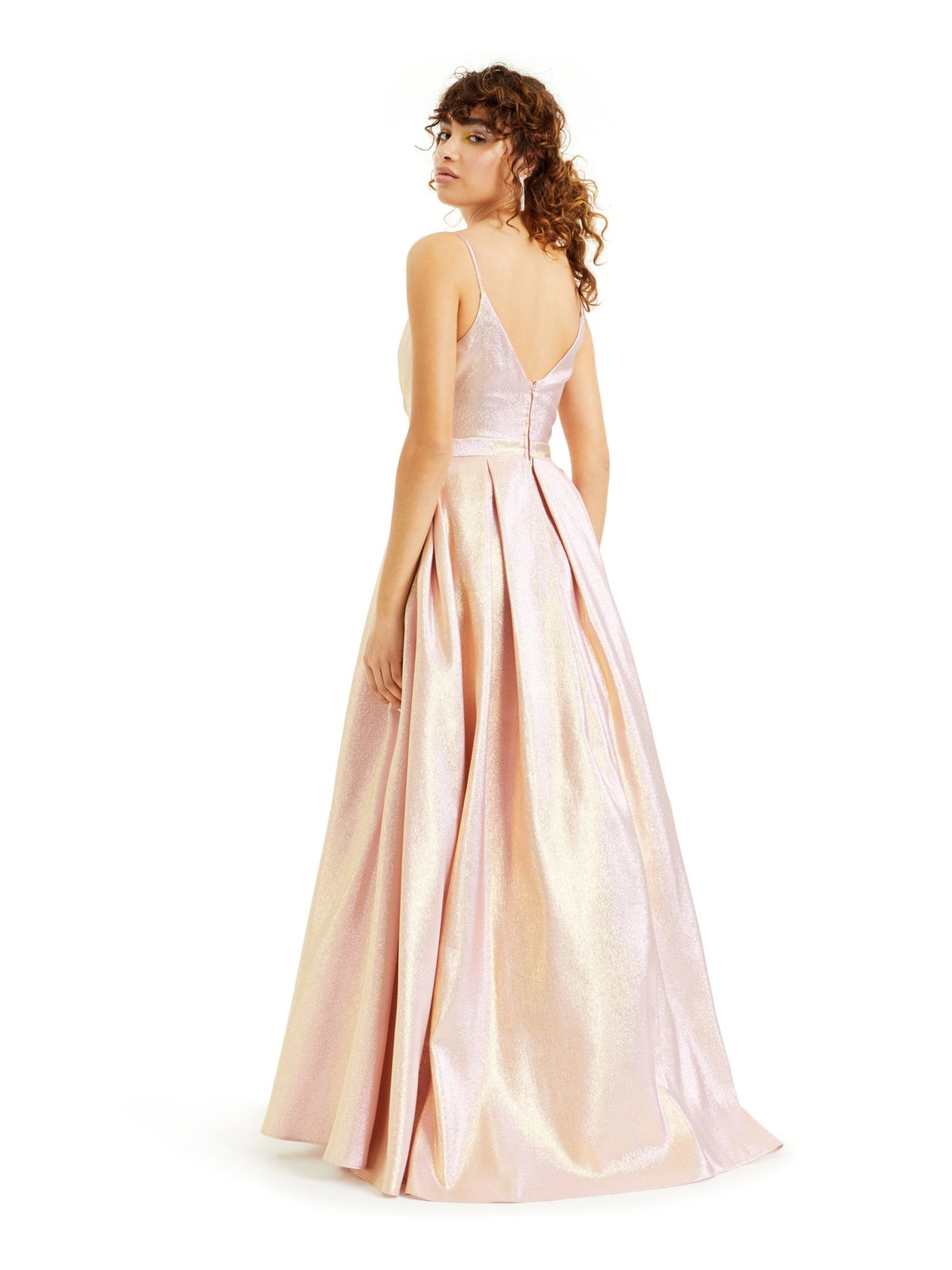 B DARLIN Womens Pink Spaghetti Strap Sweetheart Neckline Full-Length  Fit + Flare Prom Dress Juniors 1\2