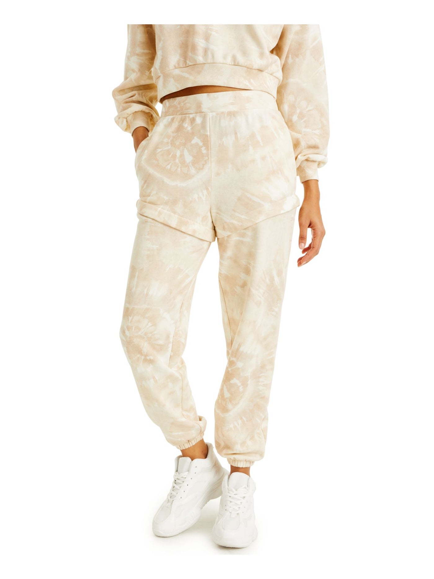 CULPOS X INC Womens Beige Pocketed Convertible Sweatpants Tie Dye Lounge Pants L