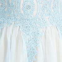 SAY YES TO THE PROM Womens Light Blue Embellished Sheer Patterned Spaghetti Strap Sweetheart Neckline Full-Length Formal Fit + Flare Dress