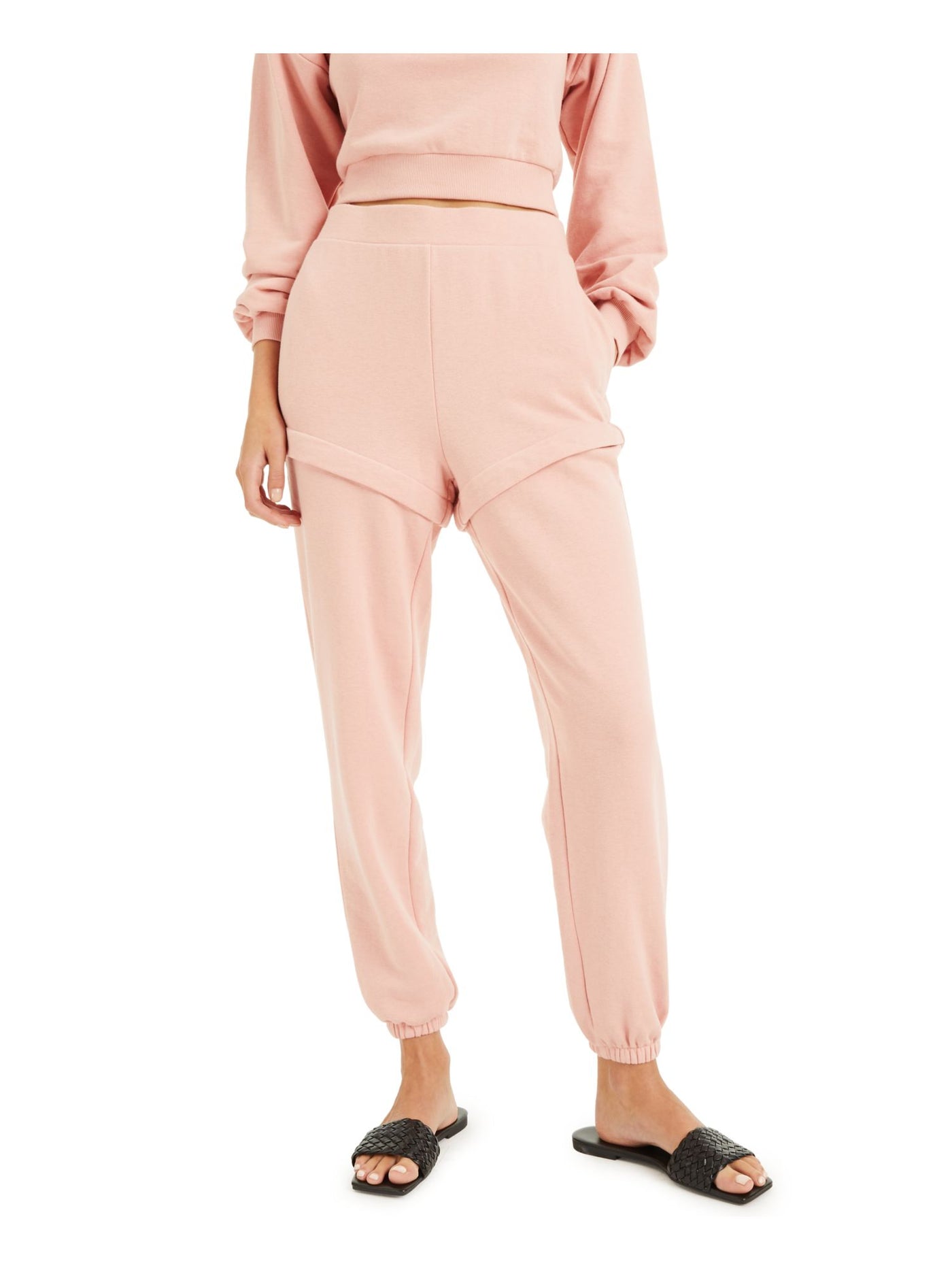 CULPOS X INC Womens Pink Pocketed Ruffled Sweatpants Lounge Pants L