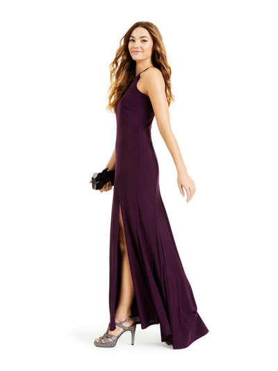 JUMP APPAREL Womens Purple Slitted Halter Maxi Evening Dress 15\16