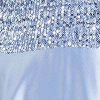 B DARLIN Womens Blue Sequined Slitted Satin Gown Sleeveless Halter Full-Length Prom Dress