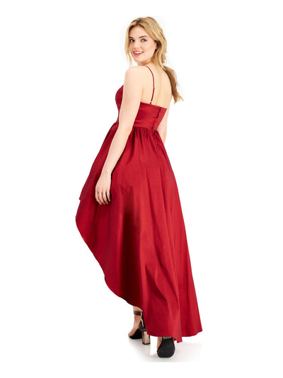 B DARLIN Womens Red Zippered Spaghetti Strap V Neck Mini Party Hi-Lo Dress Juniors 5\6