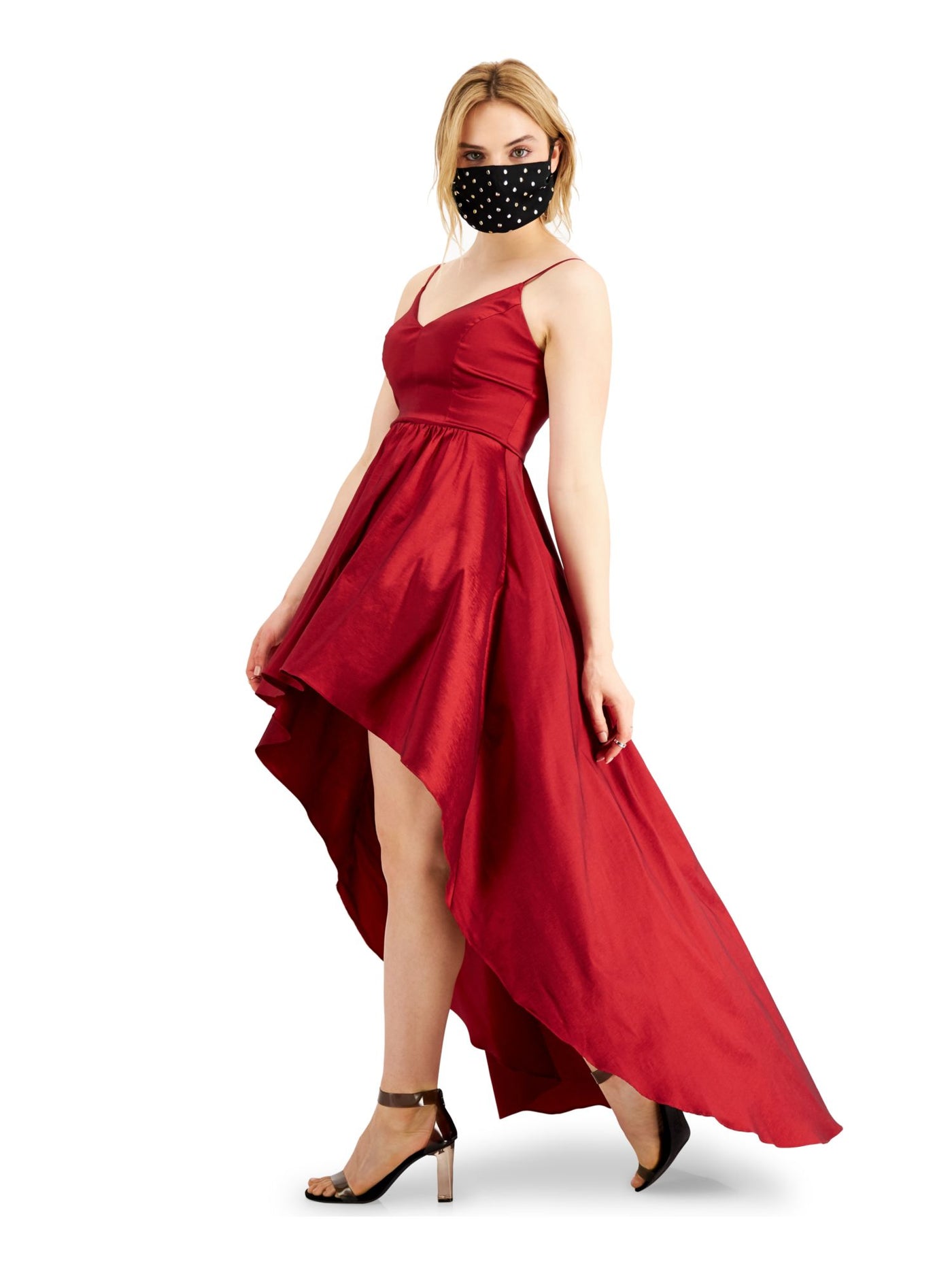 B DARLIN Womens Red Zippered Spaghetti Strap V Neck Mini Party Hi-Lo Dress Juniors 7\8