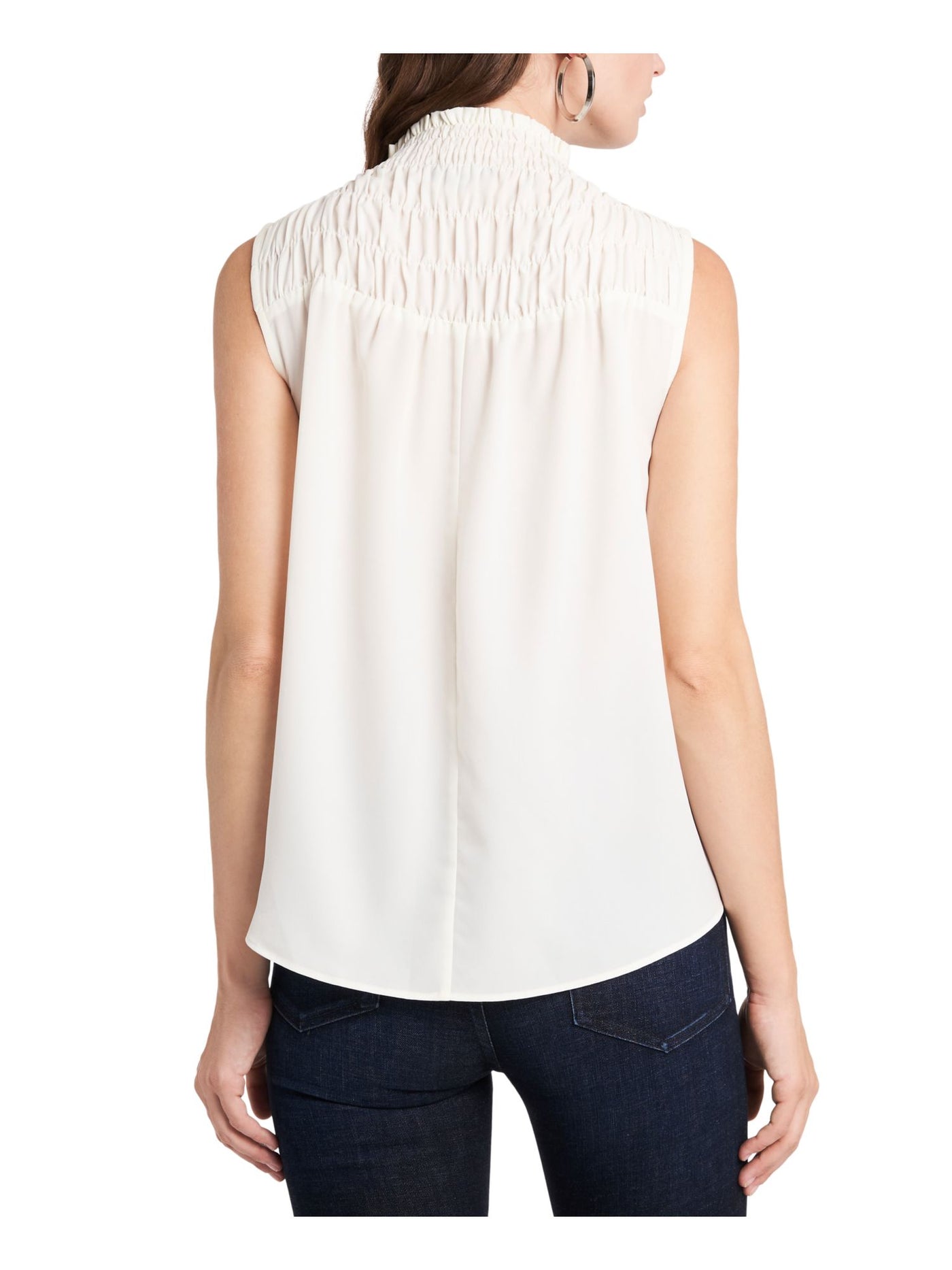 1. STATE Womens Ivory Sleeveless Mock Neck Top S