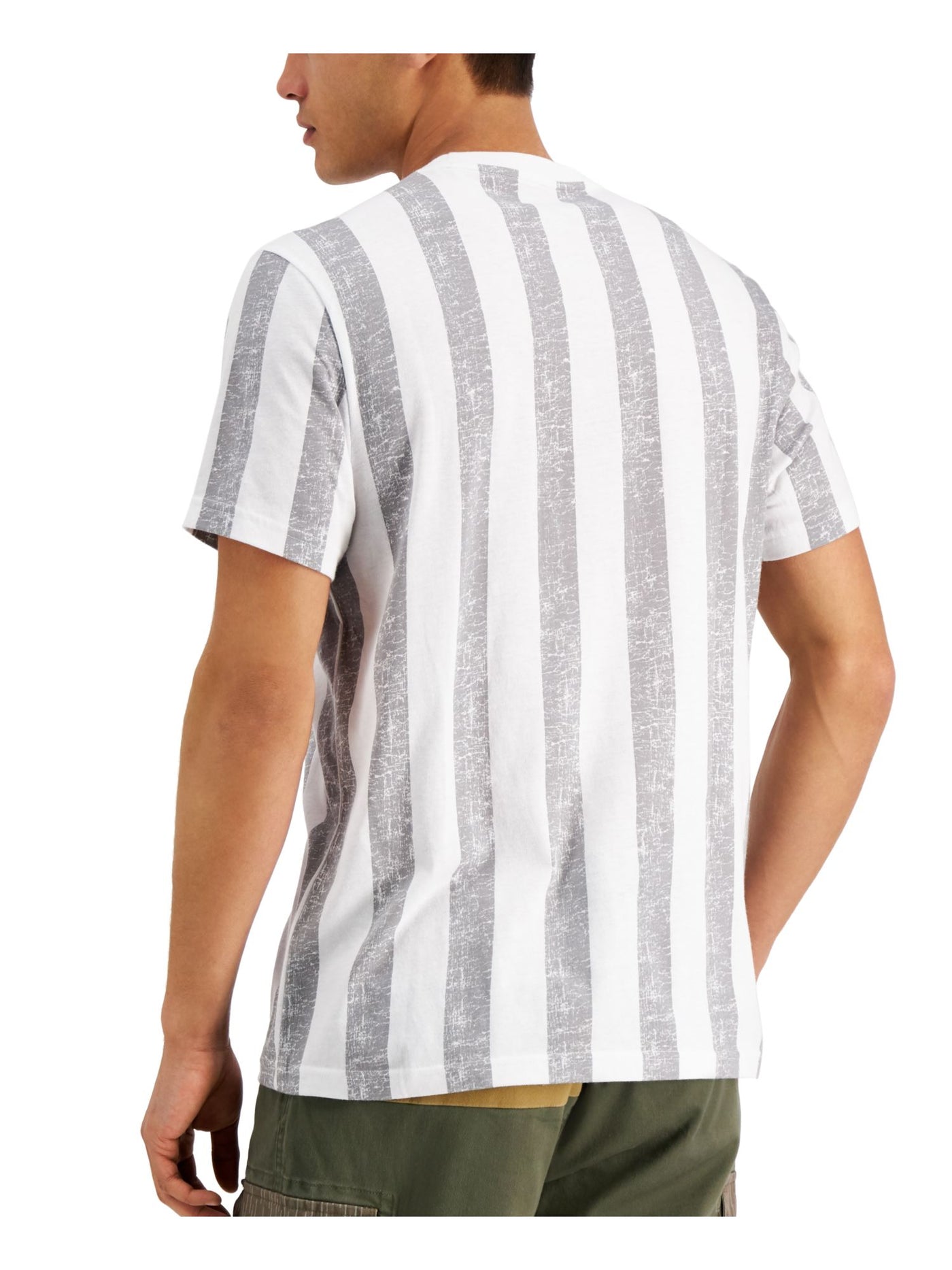 SUN STONE Mens Stars & Stripes White Lightweight, Pocket Striped Short Sleeve Classic Fit T-Shirt S