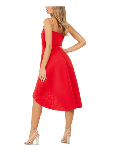 QUIZ Womens Red Stretch Halter Midi Evening Hi-Lo Dress 4