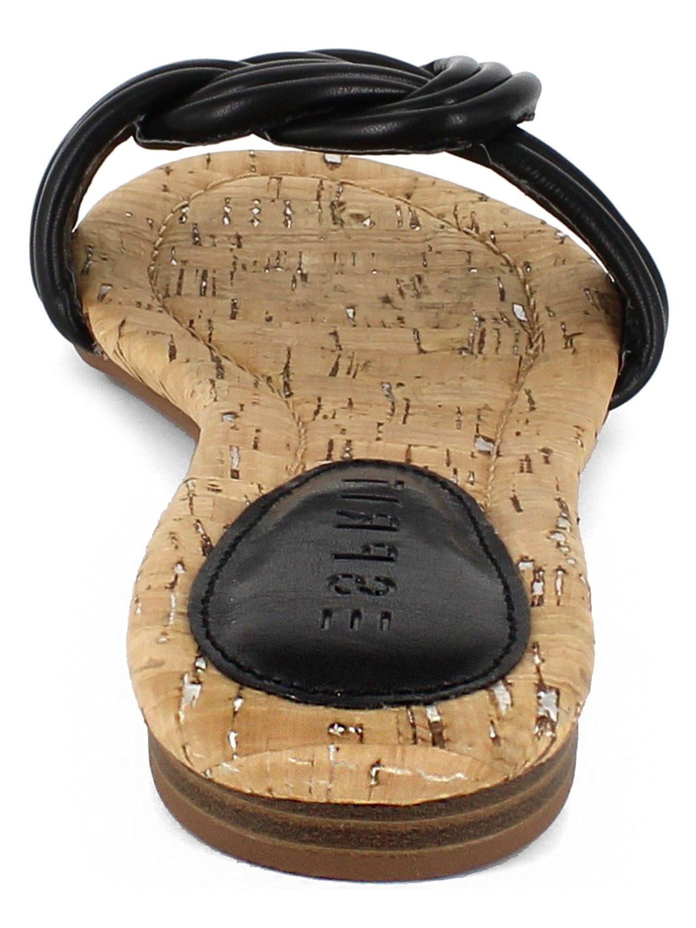 ESPRIT Womens Black Knot Detail Cork-Like Footbed Flexible Sole Padded Strappy Katelyn Open Toe Slip On Slide Sandals Shoes 9 M