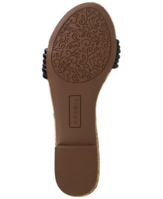 ESPRIT Womens Black Knot Detail Cork-Like Footbed Flexible Sole Padded Strappy Katelyn Open Toe Slip On Slide Sandals Shoes M