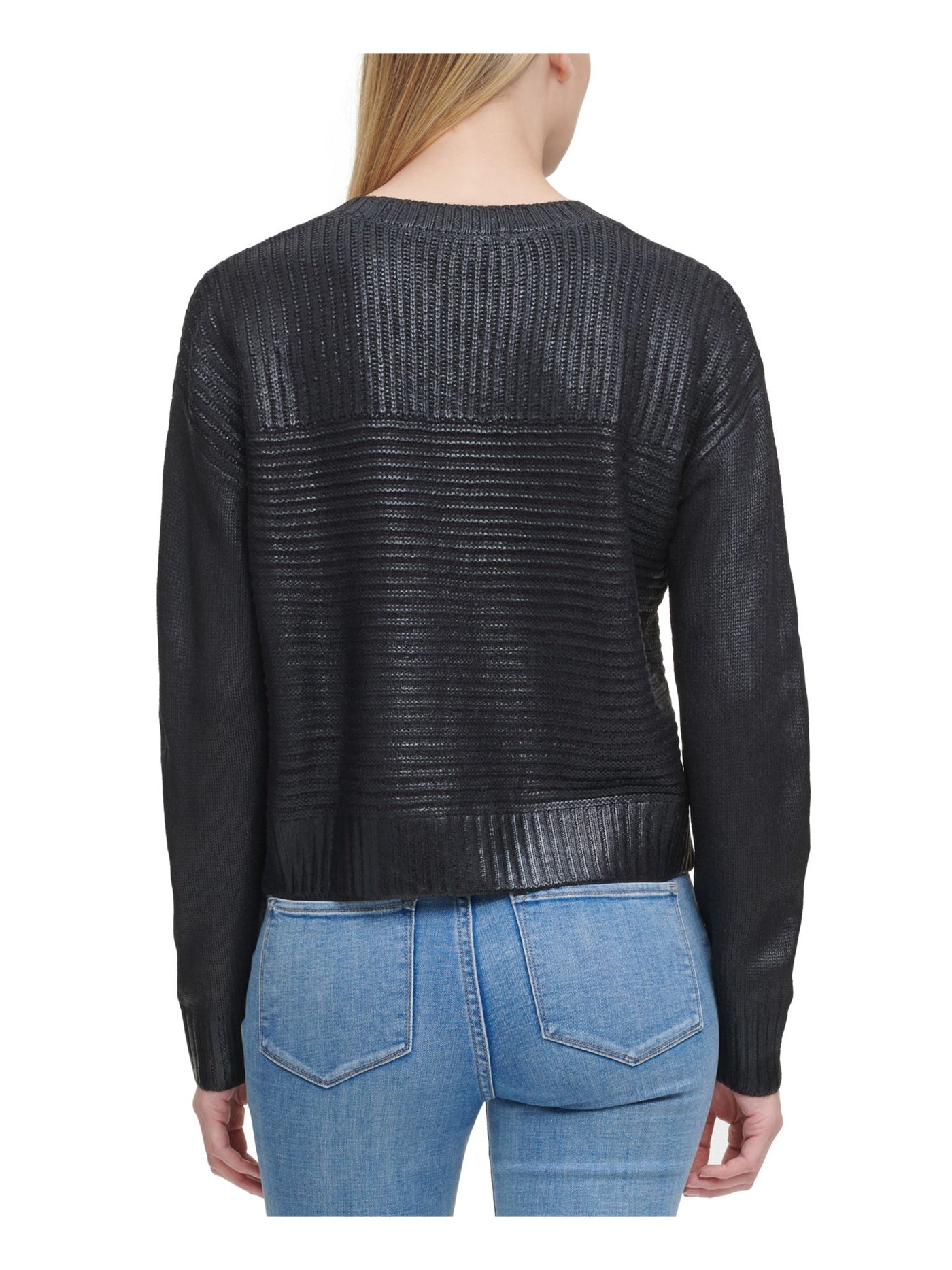 DKNY Womens Black Long Sleeve Crew Neck Sweater L