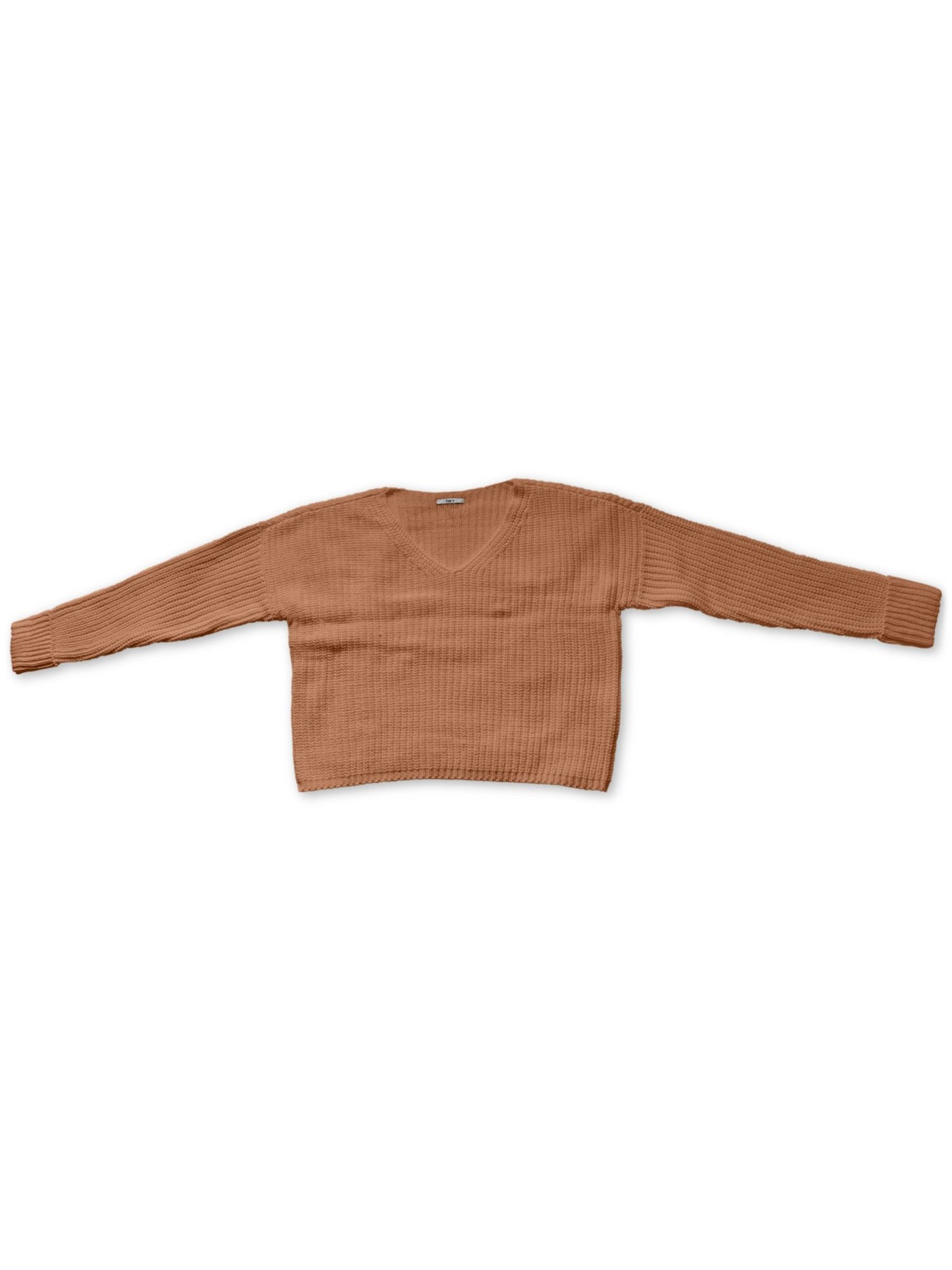 BAR III Womens Brown Cuffed V Neck Sweater M