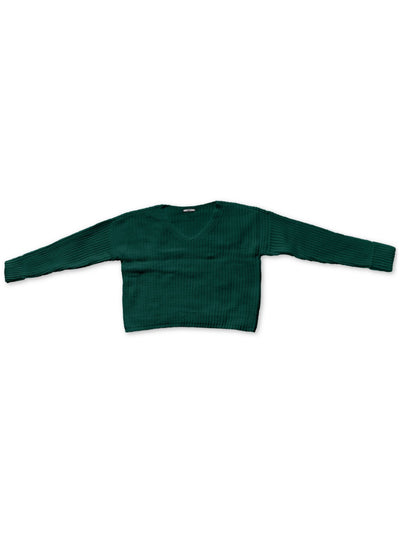 BAR III Womens Green Cuffed V Neck Sweater XS