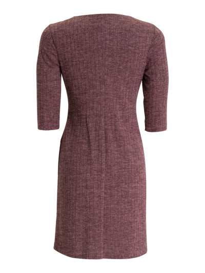 CONNECTED APPAREL Womens Brown 3/4 Sleeve Crew Neck Above The Knee Wear To Work A-Line Dress 10