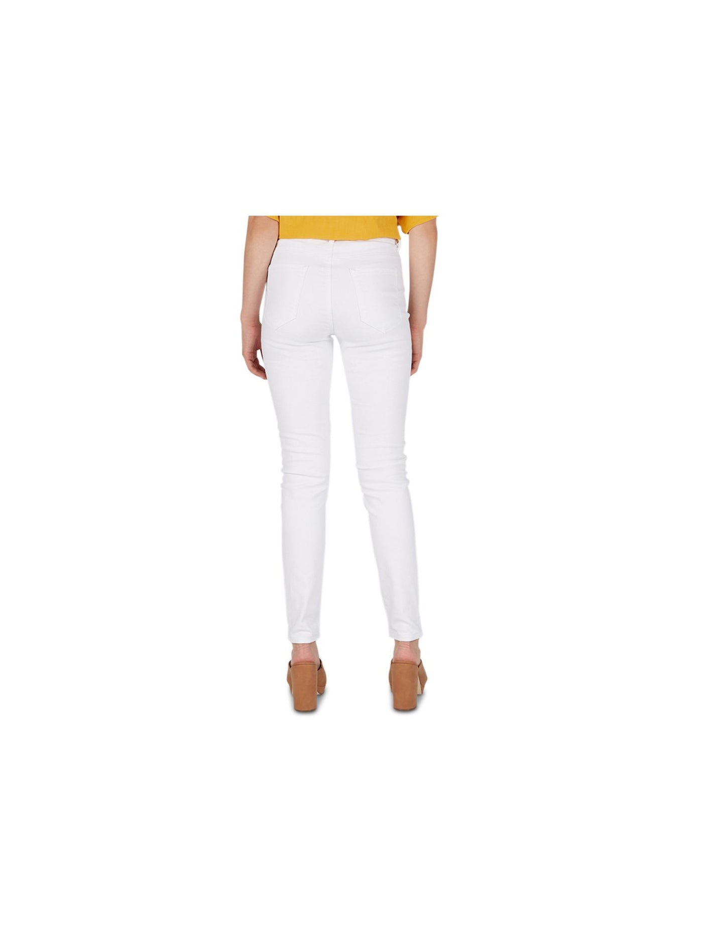 NUMERO Womens White Pocketed Zippered Buttoned High Rise Skinny Jeans Size: 26