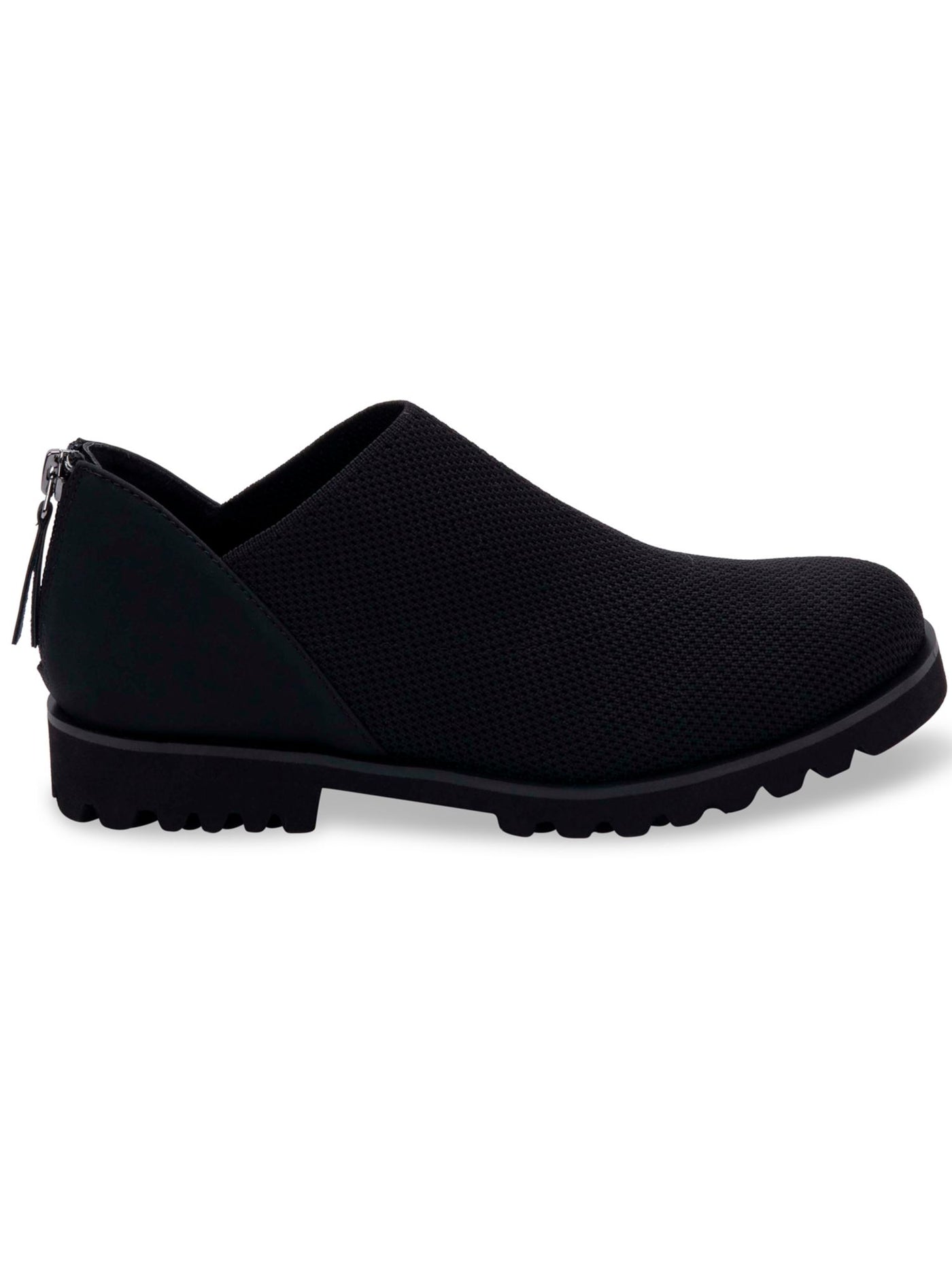 CLUBROOM Womens Black 1/2" Platform Knit Waterproof Lug Sole Hilda Round Toe Block Heel Zip-Up Shootie 6.5 M