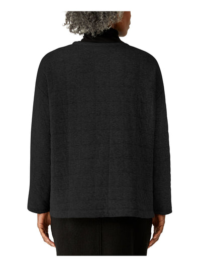 EILEEN FISHER Womens Black Long Sleeve Round Neck Evening Top M
