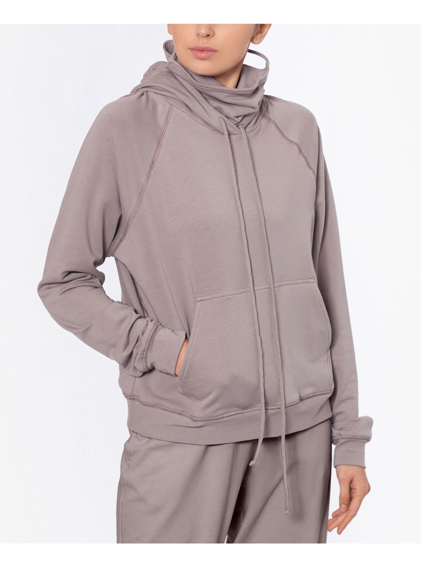 BAM BY BETSY & ADAM Womens Gray Cotton Blend Pocketed Drawstring Removable Mask Long Sleeve Hoodie Top L