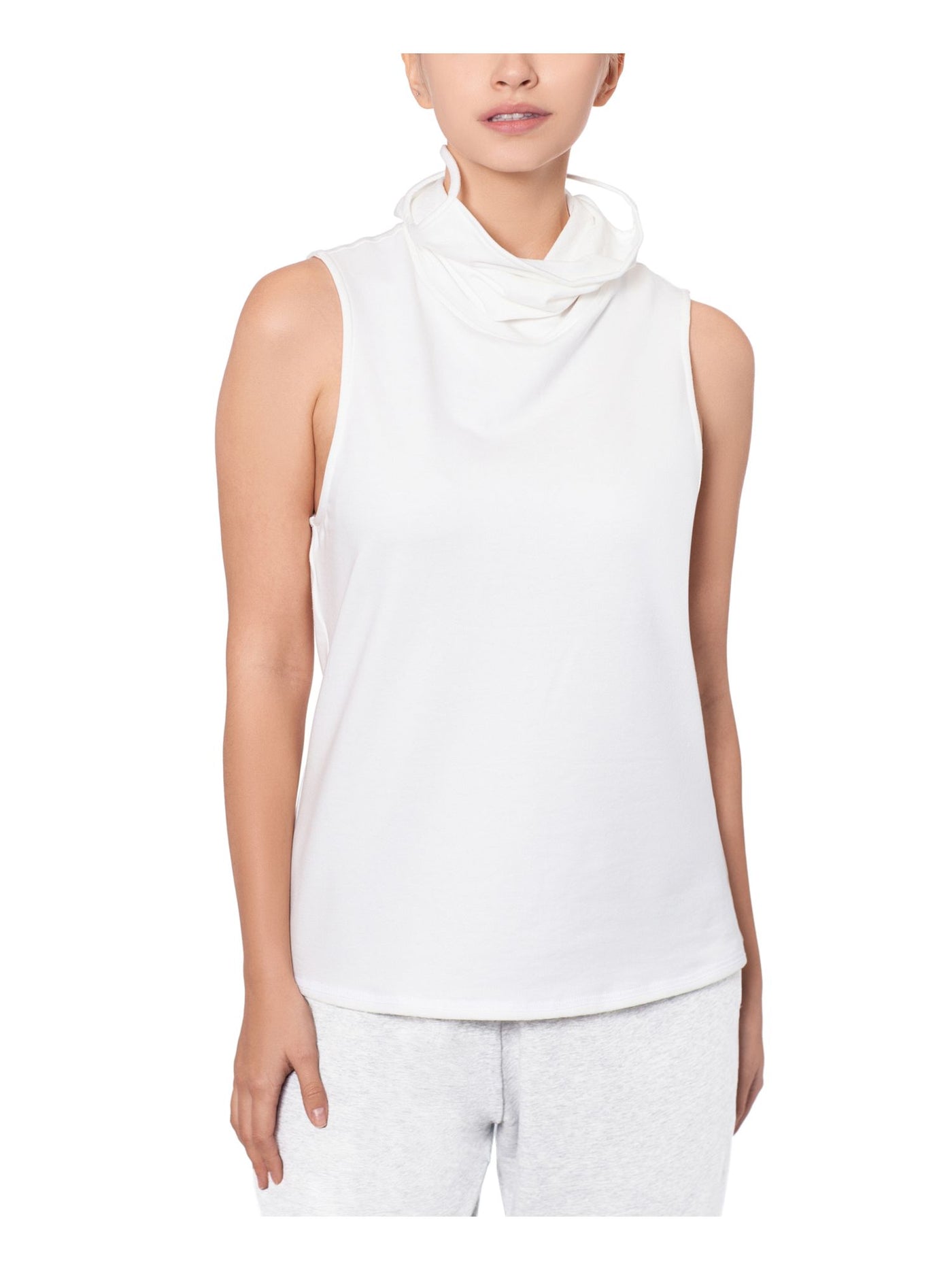 BAM BY BETSY & ADAM Womens White Cotton Blend Sleeveless Cowl Neck Tank Top L
