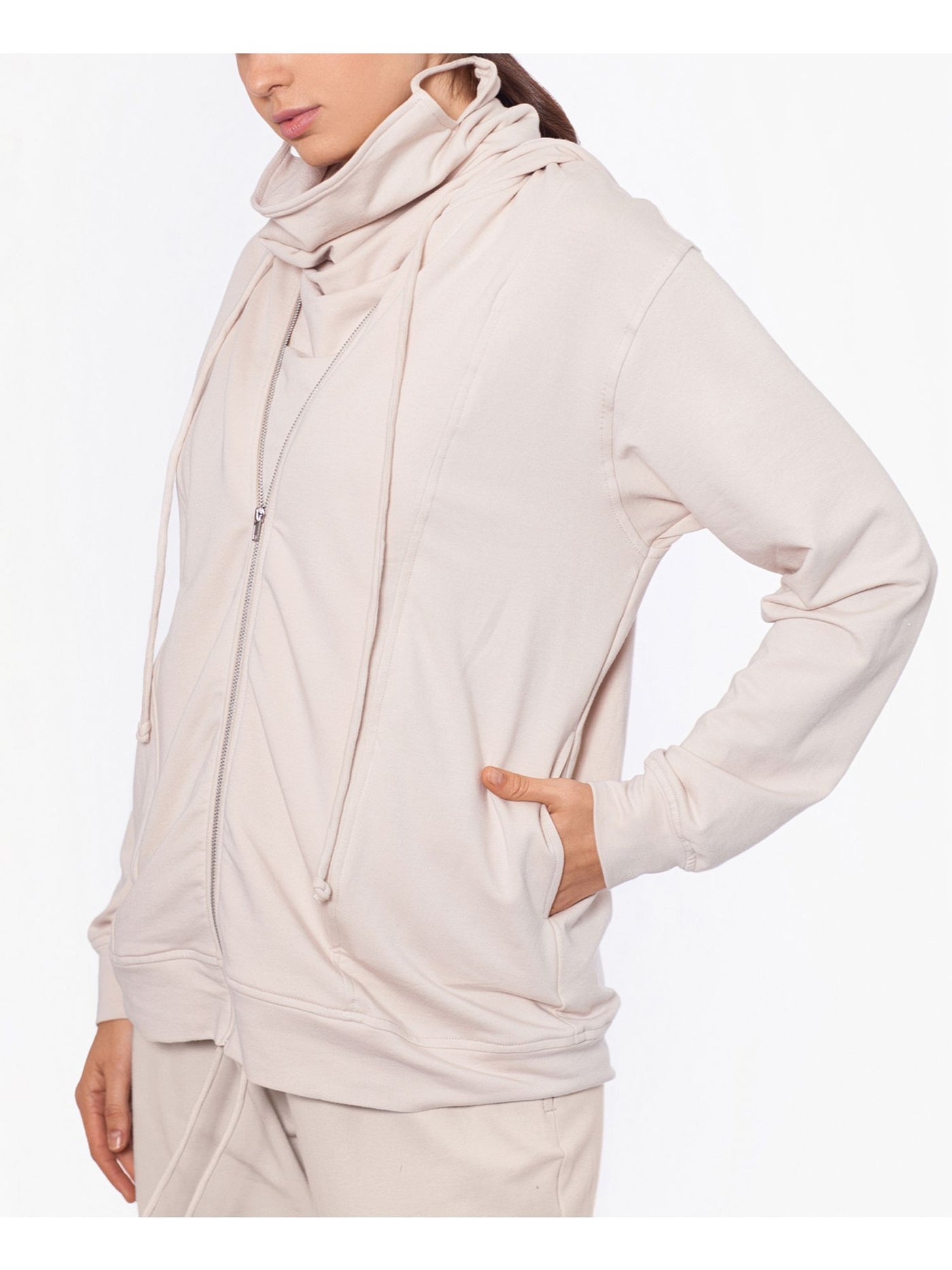 BAM BY BETSY & ADAM Womens Stretch Zippered Pocketed With Removable Mask Long Sleeve Hoodie Top