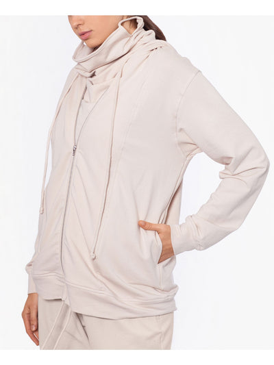 BAM BY BETSY & ADAM Womens Stretch Zippered Pocketed With Removable Mask Long Sleeve Hoodie Top