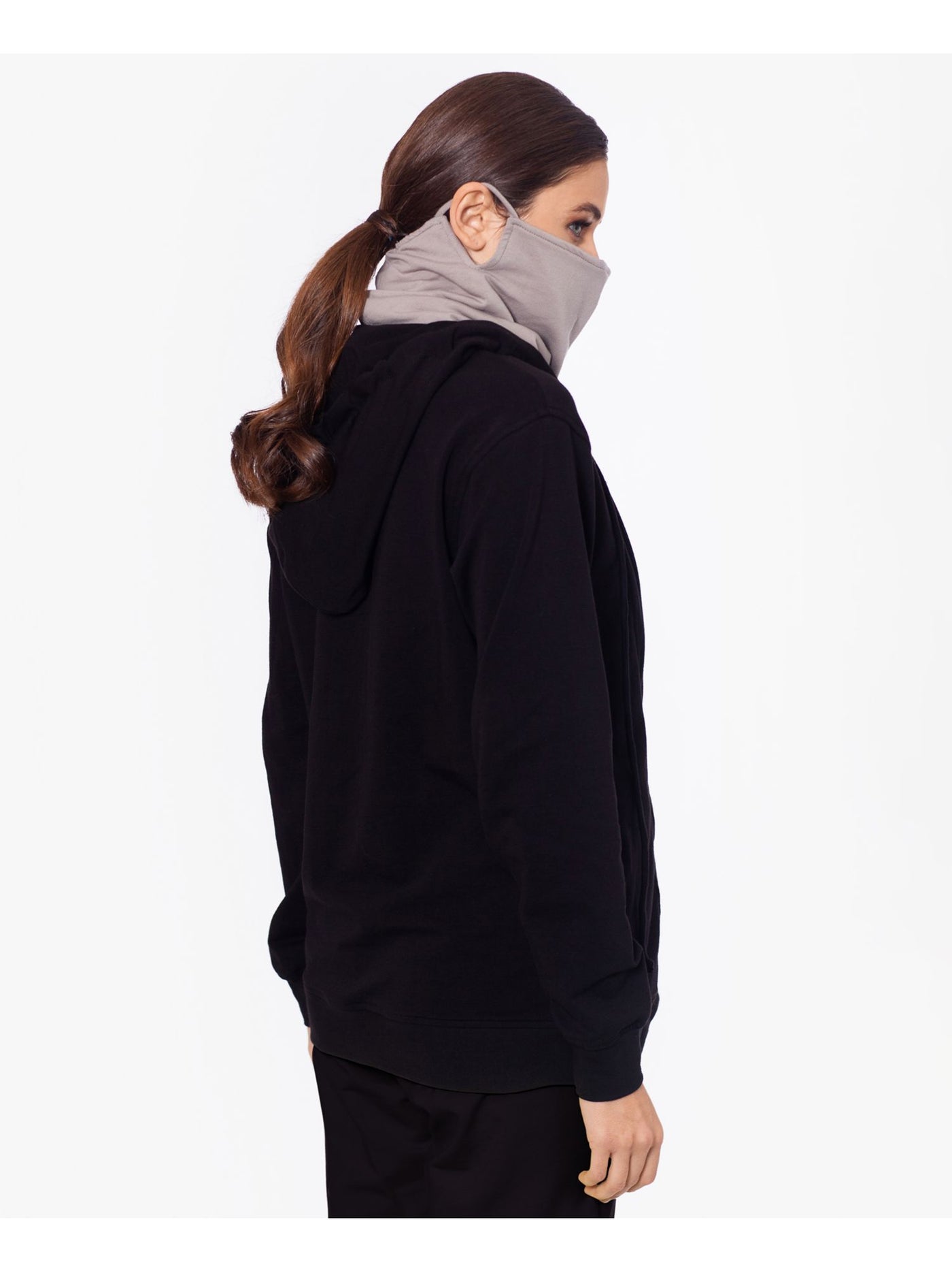 BAM BY BETSY & ADAM Womens Black Stretch Zippered Pocketed With Removable Mask Long Sleeve Hoodie Top M