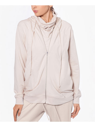 BAM BY BETSY & ADAM Womens Stretch Zippered Pocketed With Removable Mask Long Sleeve Hoodie Top